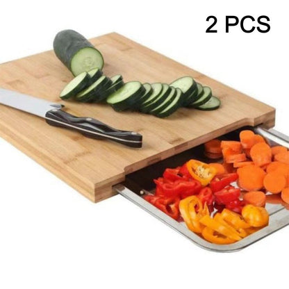 🔥While Supplies Last 49% OFF!🔪Wooden Cutting Board with Slide-Out Trays