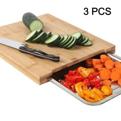🔥While Supplies Last 49% OFF!🔪Wooden Cutting Board with Slide-Out Trays
