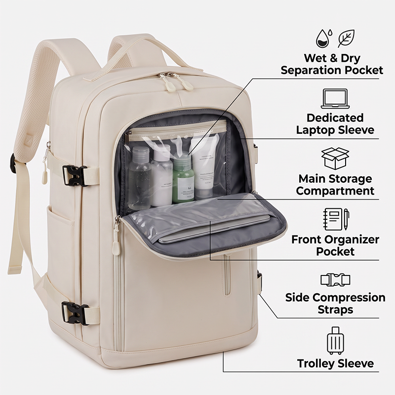 👔Large Capacity Travel Water Resistant Laptop Bag