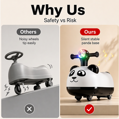📢📢 49% OFF !! ⏰ Panda Baby Ride-On Sliding Car with Music & Lights – Wobble, Slide & Giggle for Hours of Toddler Fun 🐼🎵✨