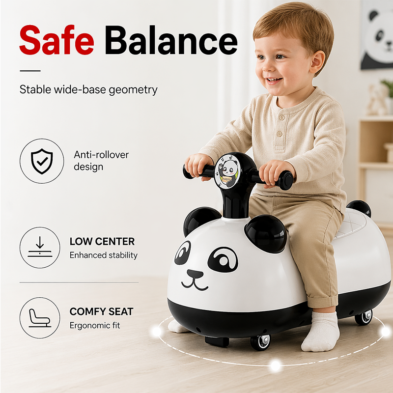 📢📢 49% OFF !! ⏰ Panda Baby Ride-On Sliding Car with Music & Lights – Wobble, Slide & Giggle for Hours of Toddler Fun 🐼🎵✨