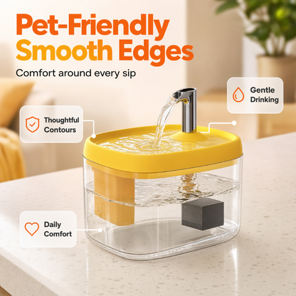 🐾💧  Flowing Pet Water Fountain – Food Grade PET Bowl, Visible Water Level and Easy Clean Design