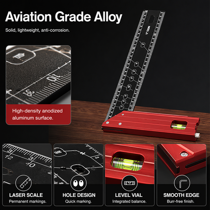 ⏰ 49% OFF 📐🔧 Aluminum Layout Square with Bubble Level – Measure, Mark & Level in One Tool! | Durable, Lightweight & Built to Last 💪