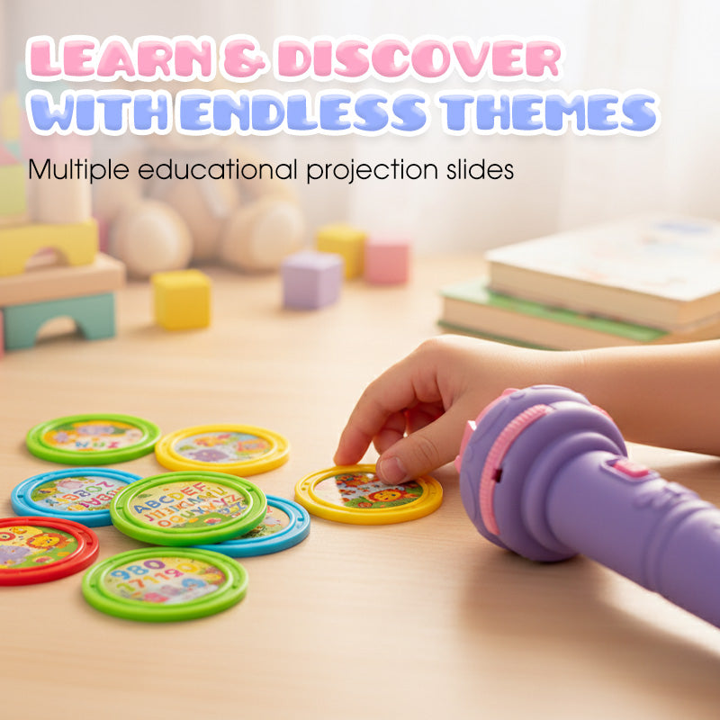 📢📢49% OFF !! ⏰Early Education Projector Torch for Kids 🔦 Click, Project & Learn – A Pocket-Sized Nighttime Adventure ✨