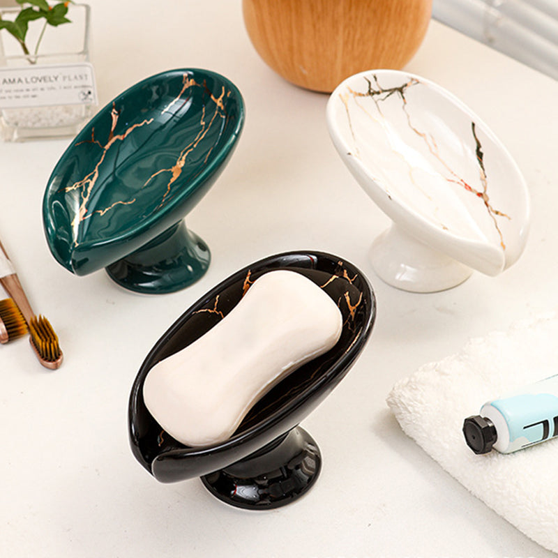 💧 Self-Draining Ceramic Soap Dish — 45° Tilt Design Drains Water Instantly
