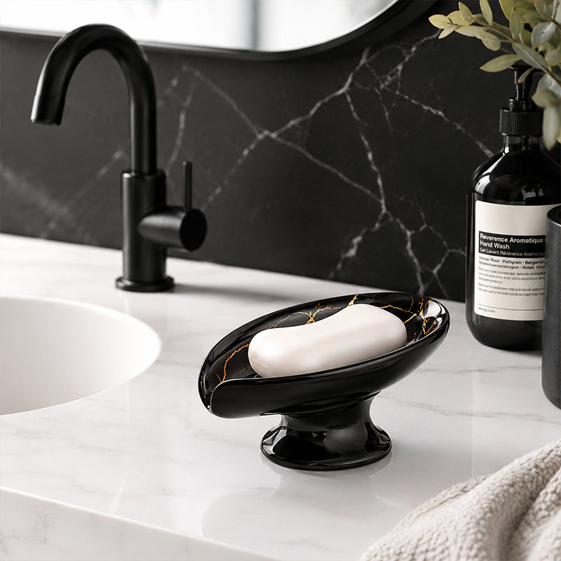 💧 Self-Draining Ceramic Soap Dish — 45° Tilt Design Drains Water Instantly