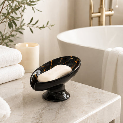 💧 Self-Draining Ceramic Soap Dish — 45° Tilt Design Drains Water Instantly