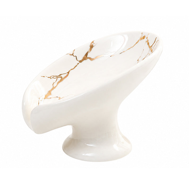 💧 Self-Draining Ceramic Soap Dish — 45° Tilt Design Drains Water Instantly