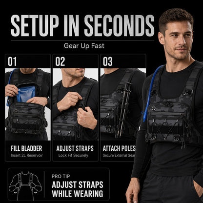 🔥Hot Sale 49% OFF🔥Front & Back Cycling Vest Pack for Men – Hydration Ready, 3L Storage, Breathable Mesh 🏃