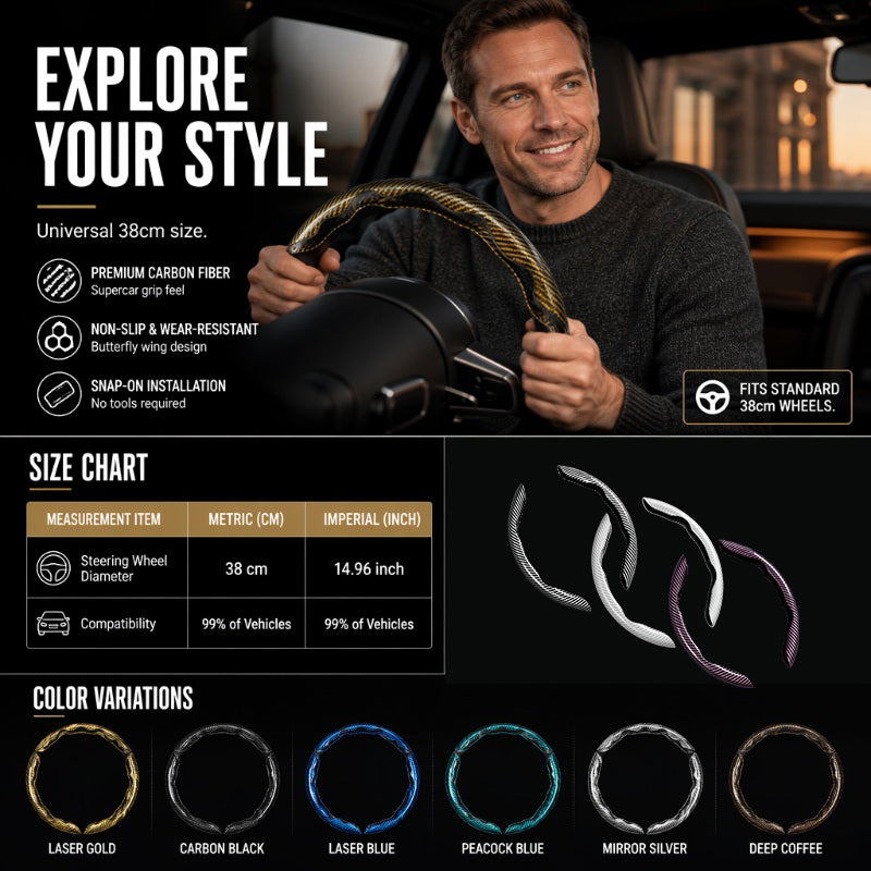 🏆LAST DAY 49% OFF🚗Universal Carbon Fiber Steering Wheel Cover