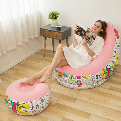 🔥Free Shipping🔥Thickened Inflatable Bean Bag Chair For Adults With Footstool