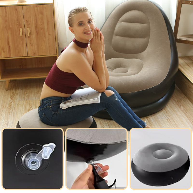 🔥Free Shipping🔥Thickened Inflatable Bean Bag Chair For Adults With Footstool