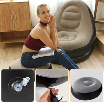 🔥Free Shipping🔥Thickened Inflatable Bean Bag Chair For Adults With Footstool
