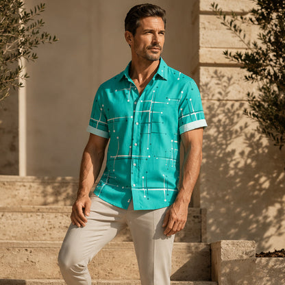 👔🎨 49% OFF! 📐Men’s Geometric Print Relaxed‑Fit Button‑Down Shirt – 2026 Sale — Over 36,200 Sold!