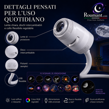 🌌 49% OFF NOW! 💫 USB lamp with starry sky projection – 13 interchangeable film discs & flexible neck – perfect for the bedroom ✨