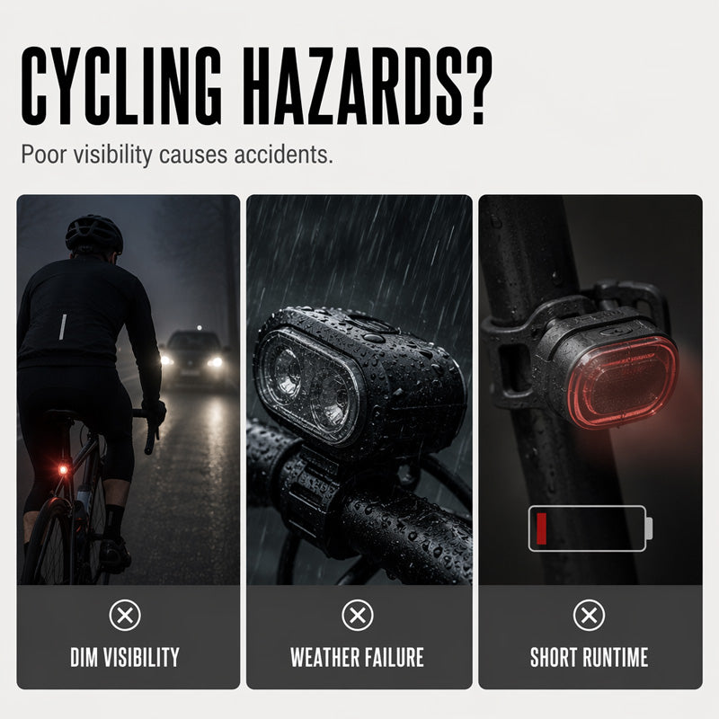 🎉 2026 Sale — Over 32400 Sold! ⏳ USB Rechargeable Bike Light Set｜Bright Front Light & Rear Warning Light, Waterproof Cycling Lamp 🚲🔦✨