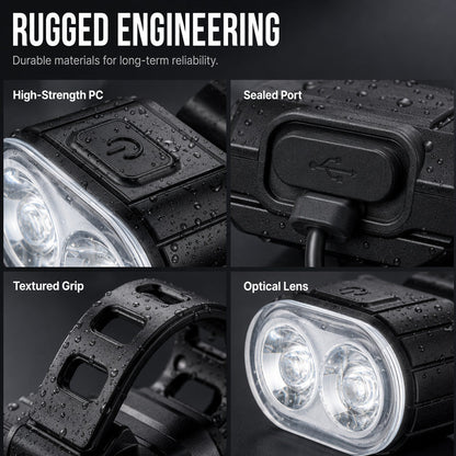 🎉 2026 Sale — Over 32400 Sold! ⏳ USB Rechargeable Bike Light Set｜Bright Front Light & Rear Warning Light, Waterproof Cycling Lamp 🚲🔦✨