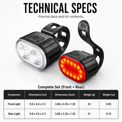 🎉 2026 Sale — Over 32400 Sold! ⏳ USB Rechargeable Bike Light Set｜Bright Front Light & Rear Warning Light, Waterproof Cycling Lamp 🚲🔦✨