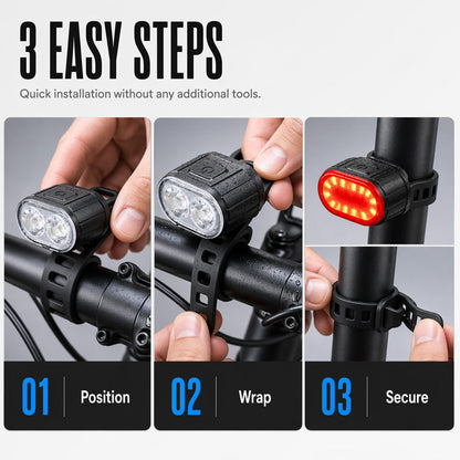 🎉 2026 Sale — Over 32400 Sold! ⏳ USB Rechargeable Bike Light Set｜Bright Front Light & Rear Warning Light, Waterproof Cycling Lamp 🚲🔦✨
