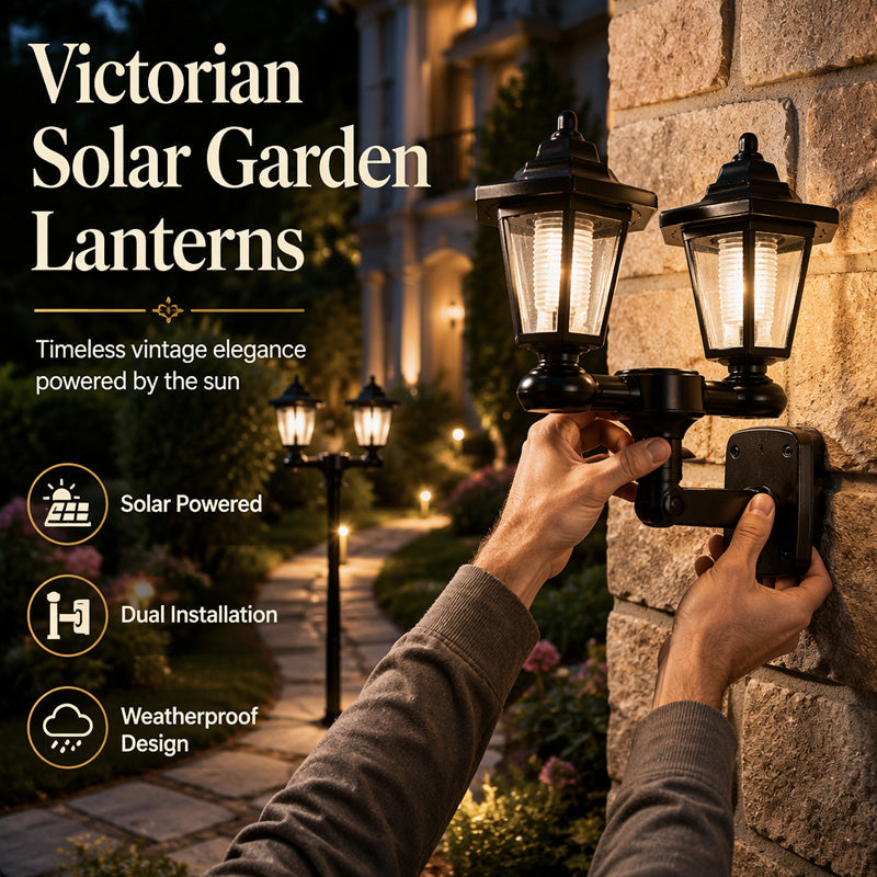🏮 49% OFF NOW! ☀️Retro Solar Garden Lights Outdoor Double Head Hexagonal Street Lamp