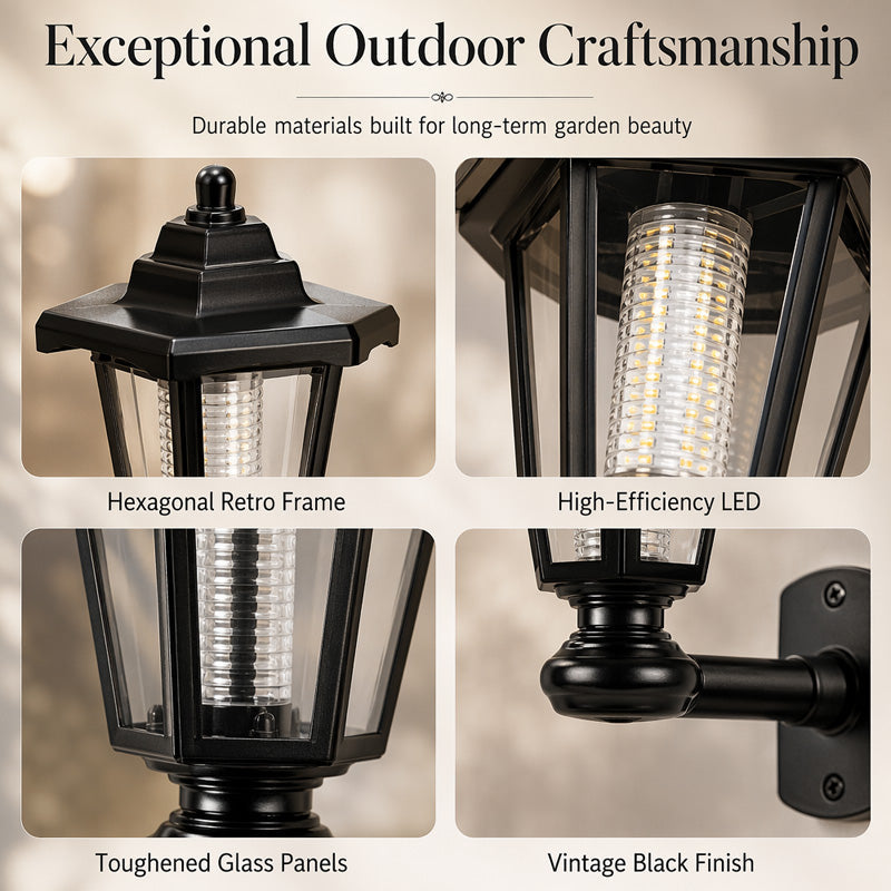 🏮 49% OFF NOW! ☀️Retro Solar Garden Lights Outdoor Double Head Hexagonal Street Lamp