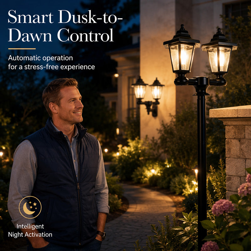 🏮 49% OFF NOW! ☀️Retro Solar Garden Lights Outdoor Double Head Hexagonal Street Lamp