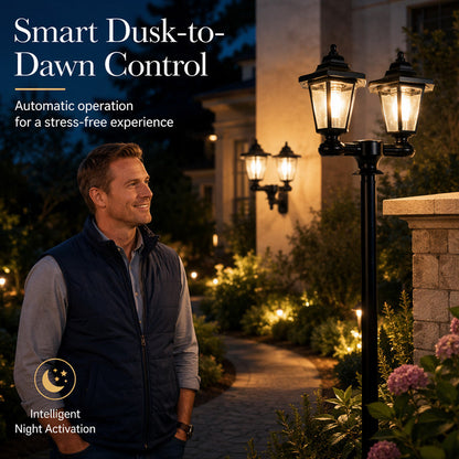 🏮 49% OFF NOW! ☀️Retro Solar Garden Lights Outdoor Double Head Hexagonal Street Lamp