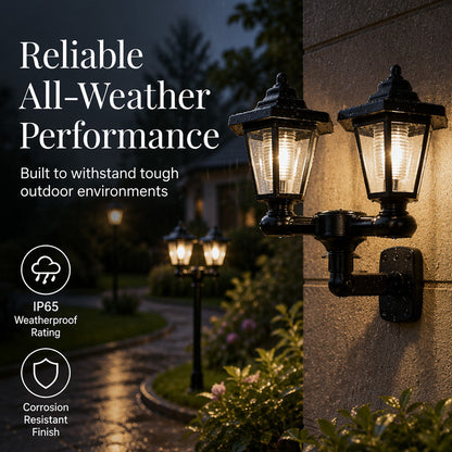 🏮 49% OFF NOW! ☀️Retro Solar Garden Lights Outdoor Double Head Hexagonal Street Lamp