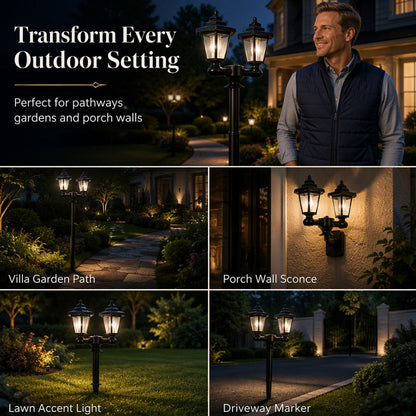 🏮 49% OFF NOW! ☀️Retro Solar Garden Lights Outdoor Double Head Hexagonal Street Lamp