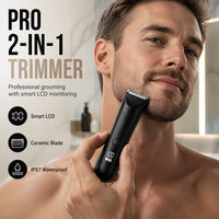 ⚡🪒 LIMITED-TIME 49% OFF! Men’s 2-in-1 Body Hair Trimmer – Ceramic Blade, LED Spotlight, Power Display & Charging Base