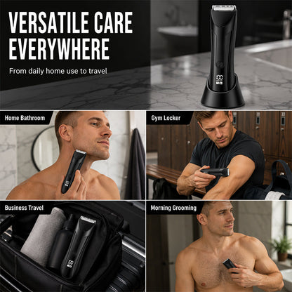 ⚡🪒 LIMITED-TIME 49% OFF! Men’s 2-in-1 Body Hair Trimmer – Ceramic Blade, LED Spotlight, Power Display & Charging Base