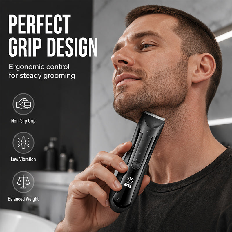 ⚡🪒 LIMITED-TIME 49% OFF! Men’s 2-in-1 Body Hair Trimmer – Ceramic Blade, LED Spotlight, Power Display & Charging Base