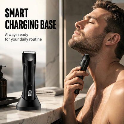 ⚡🪒 LIMITED-TIME 49% OFF! Men’s 2-in-1 Body Hair Trimmer – Ceramic Blade, LED Spotlight, Power Display & Charging Base