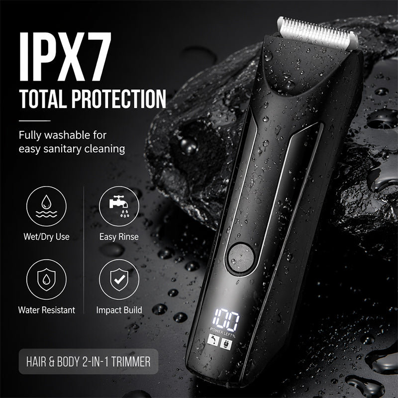⚡🪒 LIMITED-TIME 49% OFF! Men’s 2-in-1 Body Hair Trimmer – Ceramic Blade, LED Spotlight, Power Display & Charging Base