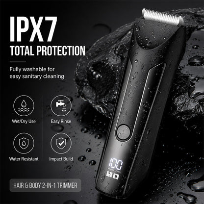 ⚡🪒 LIMITED-TIME 49% OFF! Men’s 2-in-1 Body Hair Trimmer – Ceramic Blade, LED Spotlight, Power Display & Charging Base