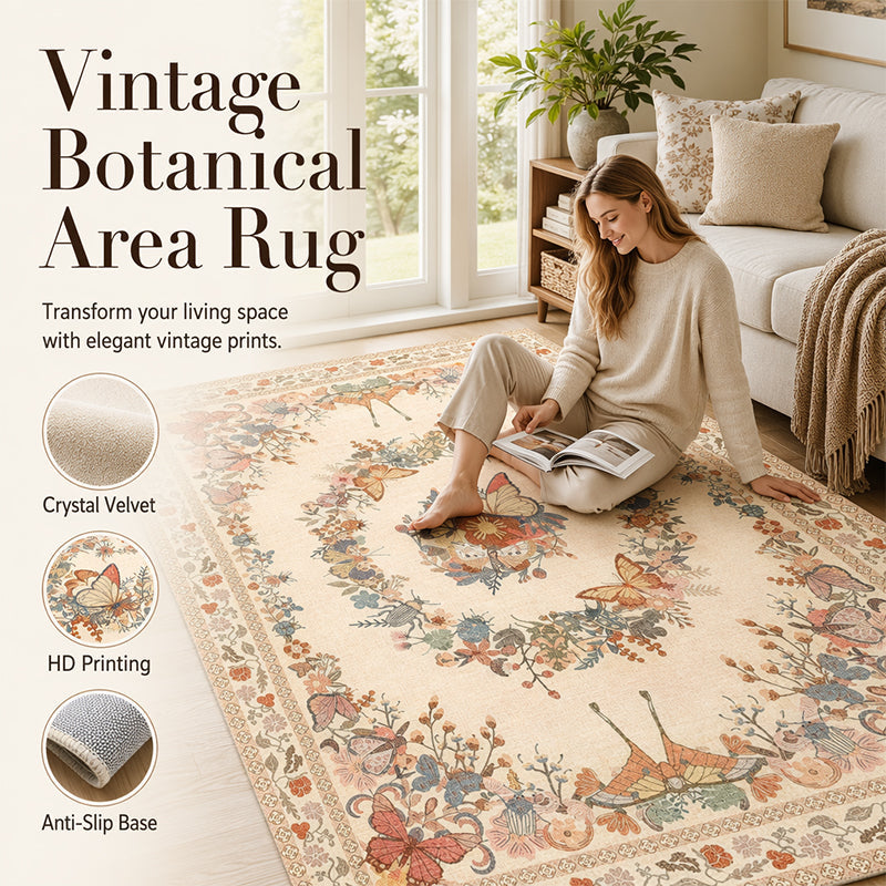 ⏳Limited-time 49% off⏰Easy-Care Floral Area Rug🦋🛋️