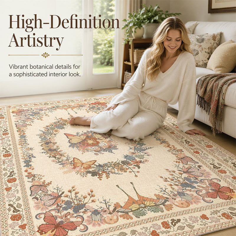 ⏳Limited-time 49% off⏰Easy-Care Floral Area Rug🦋🛋️
