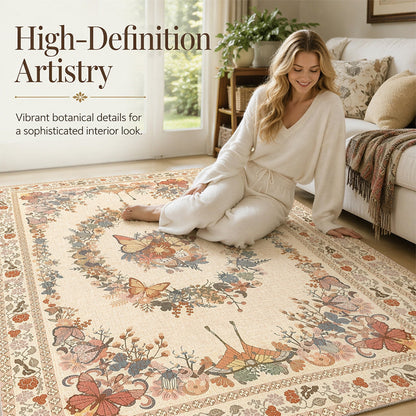 ⏳Limited-time 49% off⏰Easy-Care Floral Area Rug🦋🛋️