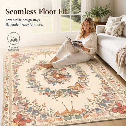⏳Limited-time 49% off⏰Easy-Care Floral Area Rug🦋🛋️