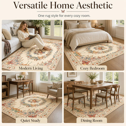 ⏳Limited-time 49% off⏰Easy-Care Floral Area Rug🦋🛋️