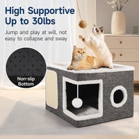 🐱 LIMITED TIME 49% OFF! 🏠 Foldable 2-in-1 Cat Cube House – Dual-Level, Scratch Pad & Comfy – Space-Saving & Portable for Cats 🐾✨