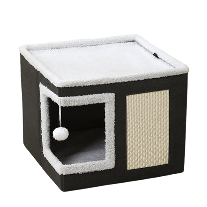 🐱 LIMITED TIME 49% OFF! 🏠 Foldable 2-in-1 Cat Cube House – Dual-Level, Scratch Pad & Comfy – Space-Saving & Portable for Cats 🐾✨