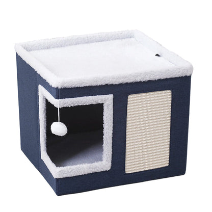🐱 LIMITED TIME 49% OFF! 🏠 Foldable 2-in-1 Cat Cube House – Dual-Level, Scratch Pad & Comfy – Space-Saving & Portable for Cats 🐾✨