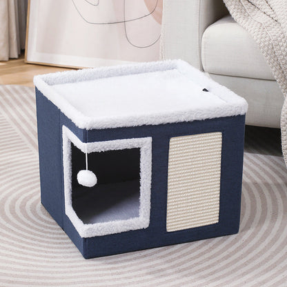 🐱 LIMITED TIME 49% OFF! 🏠 Foldable 2-in-1 Cat Cube House – Dual-Level, Scratch Pad & Comfy – Space-Saving & Portable for Cats 🐾✨
