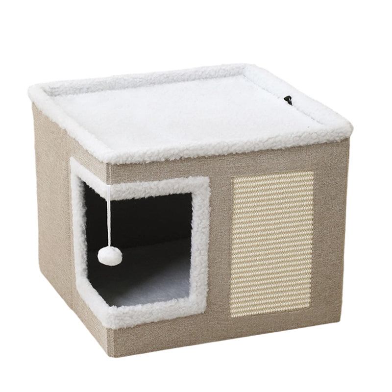🐱 LIMITED TIME 49% OFF! 🏠 Foldable 2-in-1 Cat Cube House – Dual-Level, Scratch Pad & Comfy – Space-Saving & Portable for Cats 🐾✨