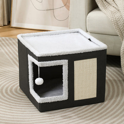 🐱 LIMITED TIME 49% OFF! 🏠 Foldable 2-in-1 Cat Cube House – Dual-Level, Scratch Pad & Comfy – Space-Saving & Portable for Cats 🐾✨