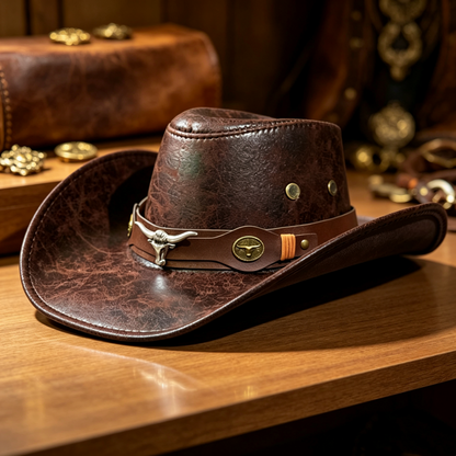 🎁 2026 New Arrivals 49% OFF！& ✈️ Free Shipping！💥Vintage Wide-Brim Cowboy Hat with Adjustable Strap – Timeless Western Style & Perfect Sun Protection 🌵✨