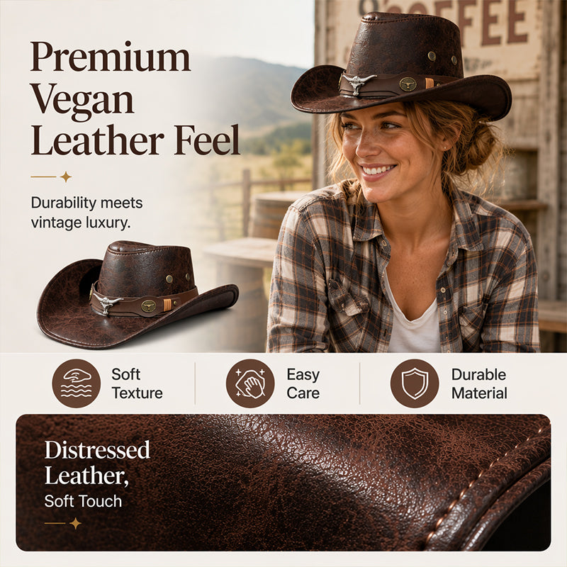 🎁 2026 New Arrivals 49% OFF！& ✈️ Free Shipping！💥Vintage Wide-Brim Cowboy Hat with Adjustable Strap – Timeless Western Style & Perfect Sun Protection 🌵✨