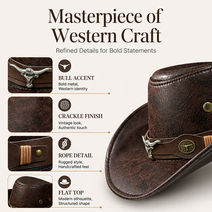 🎁 2026 New Arrivals 49% OFF！& ✈️ Free Shipping！💥Vintage Wide-Brim Cowboy Hat with Adjustable Strap – Timeless Western Style & Perfect Sun Protection 🌵✨