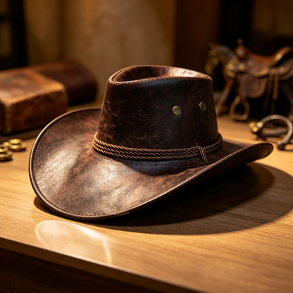 🎁 2026 New Arrivals 49% OFF！& ✈️ Free Shipping！💥Vintage Wide-Brim Cowboy Hat with Adjustable Strap – Timeless Western Style & Perfect Sun Protection 🌵✨